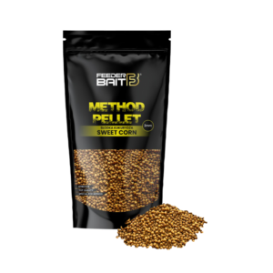Pellet wędkarski Feeder Bait Method Pellet Sweet Corn 2 mm, żółto‑złota zanęta o zapachu słodkiej kukurydzy do method feeder.