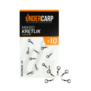 Mikro krętlik Undercarp z kółkiem, rozmiar 20, ciemne krętliki w opakowaniu po 10 sztuk.